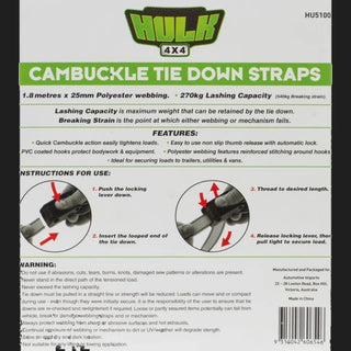 Cambuckle Tiedown 1.8m x 25mm 270kg (2pk) – view 3