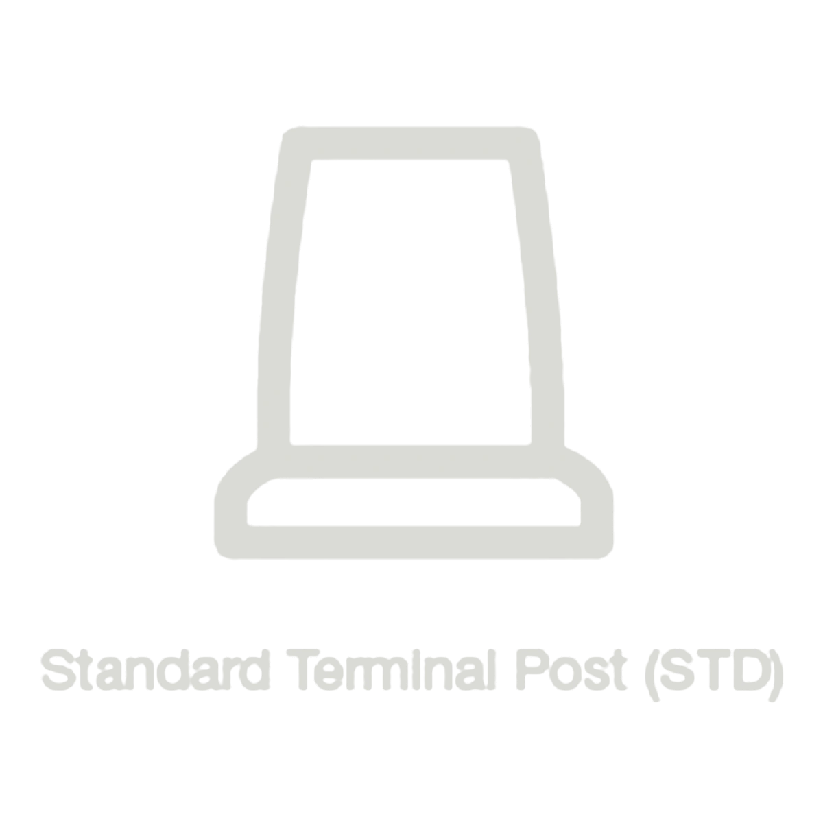 Line drawing of a standard tapered lead battery post, labelled Standard Terminal Post (STD) – Century battery