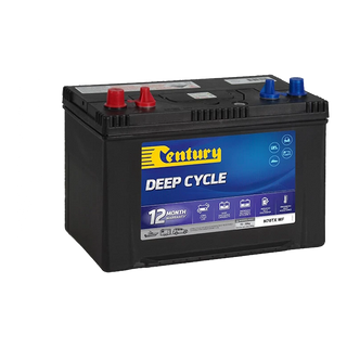 Century NS70TX MF 12V 82Ah maintenance-free flooded deep cycle battery with standard and wing-nut multi-terminal posts and carry handles in a black polypropylene case