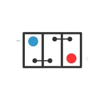 Polarity diagram of a three-cell 6 volt battery seen from above, negative terminal at the top left and positive at the bottom right, labelled 6 Volt – A Polarity – Century industrial deep cycle battery