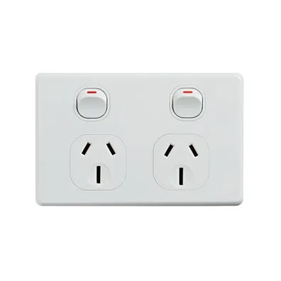 GPO CLASSIC Standard 2Gang Horiz 15A 240V 2 Pole White