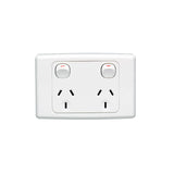 Clipsal C2000 Series Twin GPO 10A 250V Double Pole Horizontal White (CLIC2025DWE)