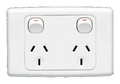 Clipsal C2000 Series Twin GPO 10A 250V Double Pole Horizontal White (CLIC2025DWE)