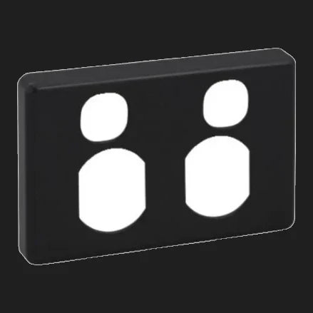 Clipsal C2000 Series Twin GPO Cover Plate Horizontal Black (Cover Only)