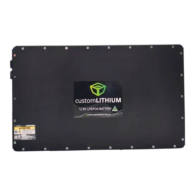 Black battery with Custom Lithium branding