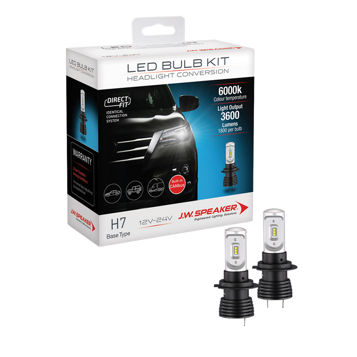 JW Speaker H7 Direct Fit LED Bulb Kit 12/24V 6000K