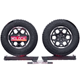 Two tires with rims on a white background