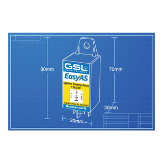EasyAs ignition sensing relay installation manual showing the 1-2-3 three-wire connection procedure