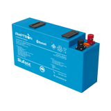 Blue battery with AMPTRON branding on a white background