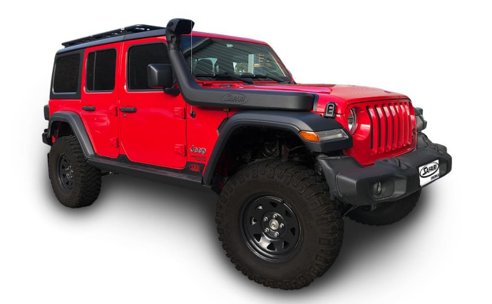 SAFARI V-SPEC SNORKEL JEEP JL WRANGLER & JEEP JT GLADIATOR Suits: 3.6L V6 Pentastar Engine, 2.0L Turbocharged GME Hurricane Engine & 2.2L Multijet Diesel Engine (Does not Suit 3.0L V6 EcoDiesel Engine)