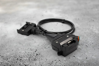 Elecbrakes trailer brake controller wired adaptor fitted to a trailer drawbar
