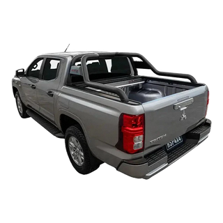 Gray pickup truck with a tonneau cover on a white background – HSP Electric Roller Cover Mitsubishi Triton MV