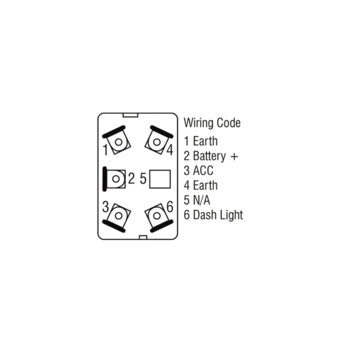 Side profile of winch rocker switch showing Carling C-Series 37 by 21mm snap-in mounting body