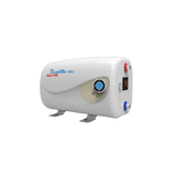 A white Duoetto MK2 digital dual voltage electric 10L storage water heater with a digital display and controls.