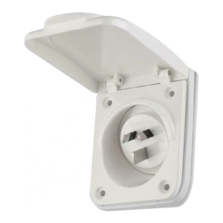 Flush Socket Inlet 15A 240V IP54 White with weather-resistant cover for caravans and RVs.