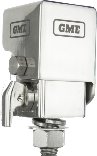 GME Fold Down Antenna Mounting Bracket (Stainless Steel) – three-quarter view