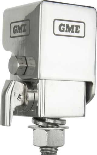 GME Fold Down Antenna Mounting Bracket (Stainless Steel) – three-quarter view