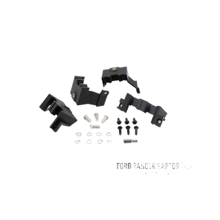 Ford Ranger Raptor (2023+) Grille Kit – set of black mechanical components with hardware on a white background, labeled for Ford Ranger Raptor.