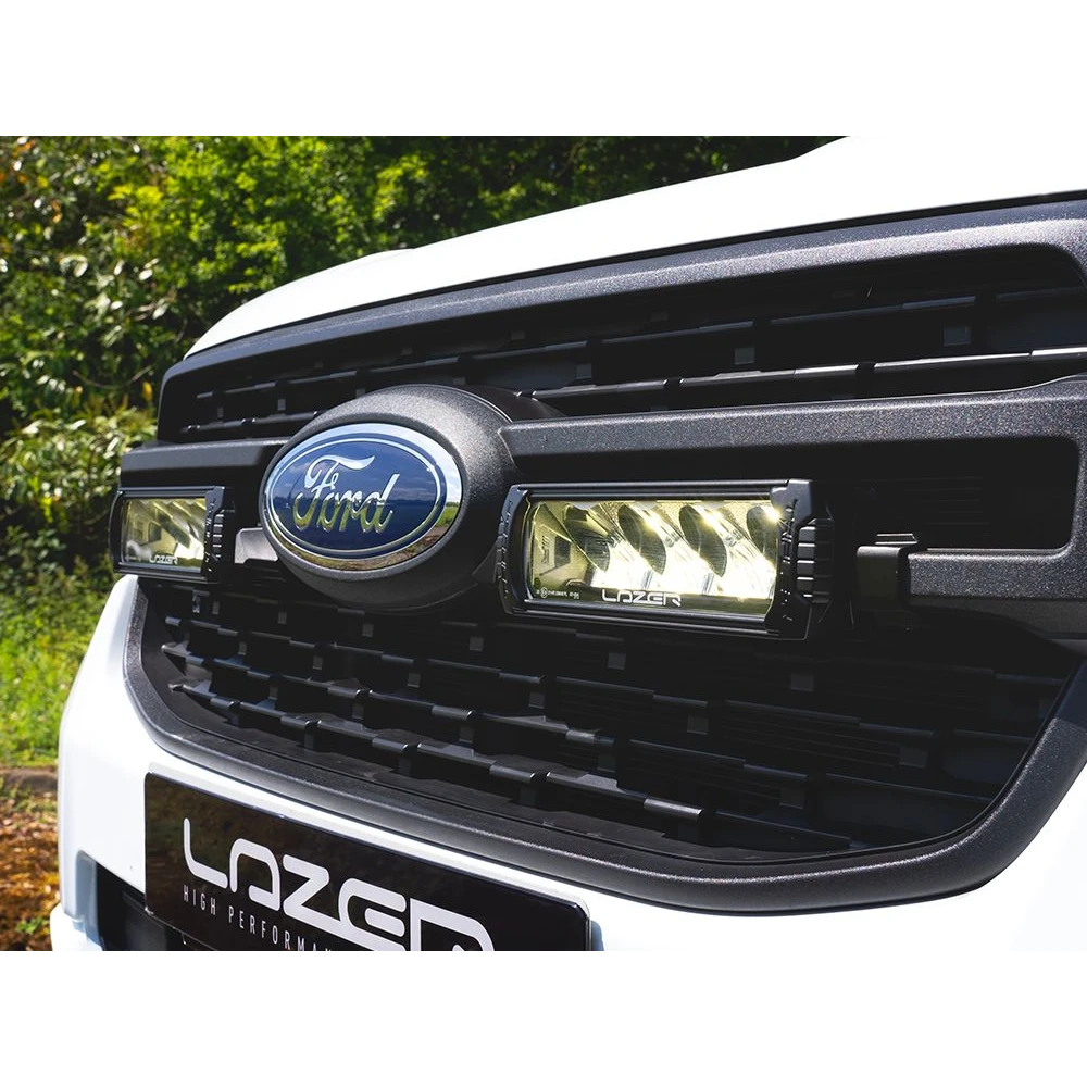 Ford Ranger XL/XLS (2023+) Grille Kit – close-up of a Ford vehicle grille with 'Lazer' branding.