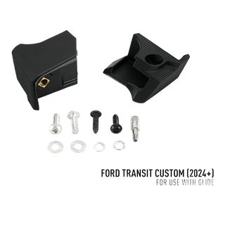 Ford Transit Custom (2024+) Grille Kit – black plastic components with screws, labelled for Ford Transit Custom.