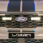 Ford vehicle grille with Lazer High Performance Lighting logo