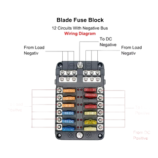 Fuse Block 12 Way Fuse Negative Bus Bar & Red LED & Fuses – view 2