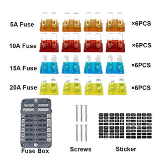 Fuse Block 12 Way Fuse Negative Bus Bar & Red LED & Fuses – view 3