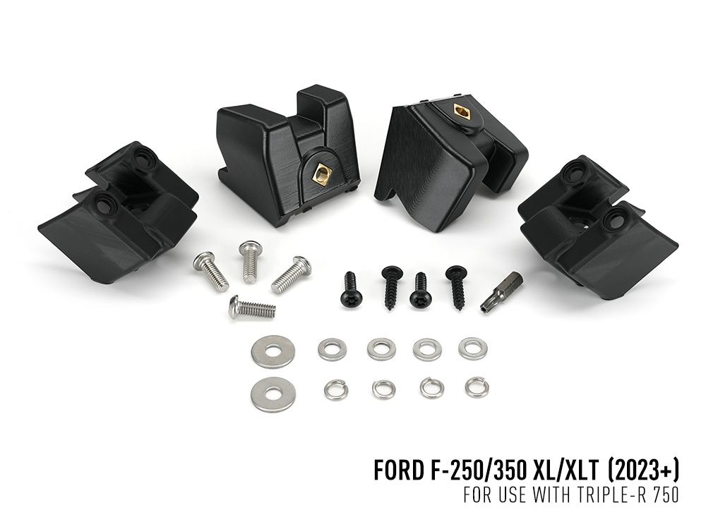 Set of black mechanical components and screws on a white background with Ford model information.