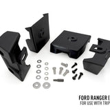 Black automotive parts and hardware on a white background with Ford Ranger model information.