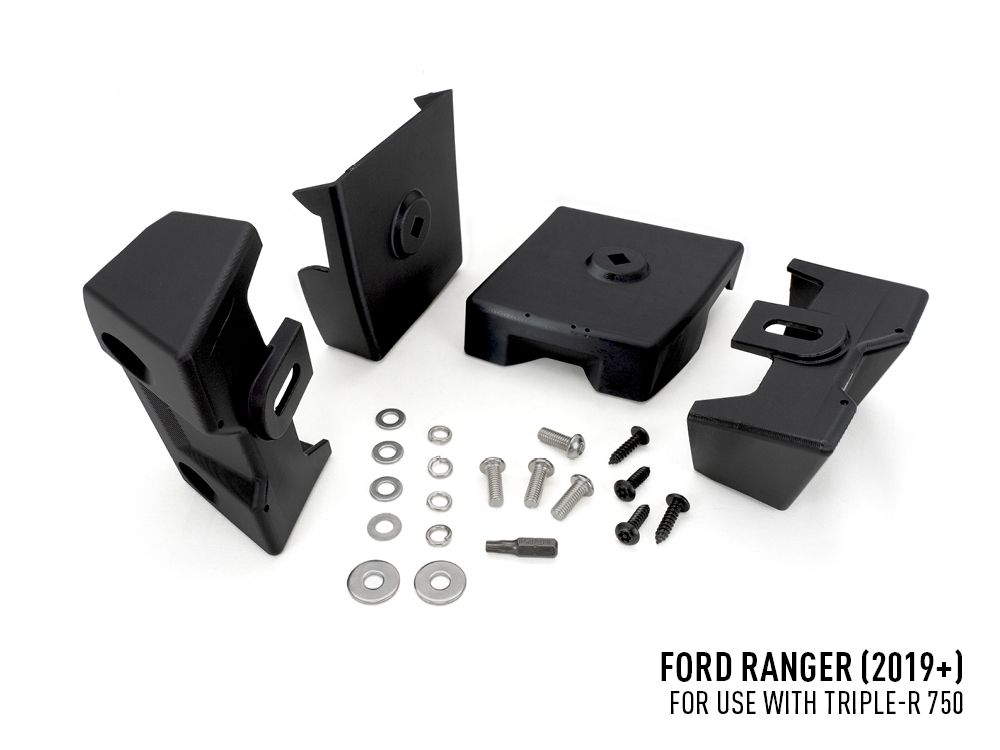Black automotive parts and hardware on a white background with Ford Ranger model information.