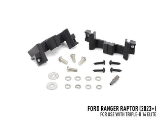 Car accessory kit for Ford Ranger Raptor with screws and washers on a white background