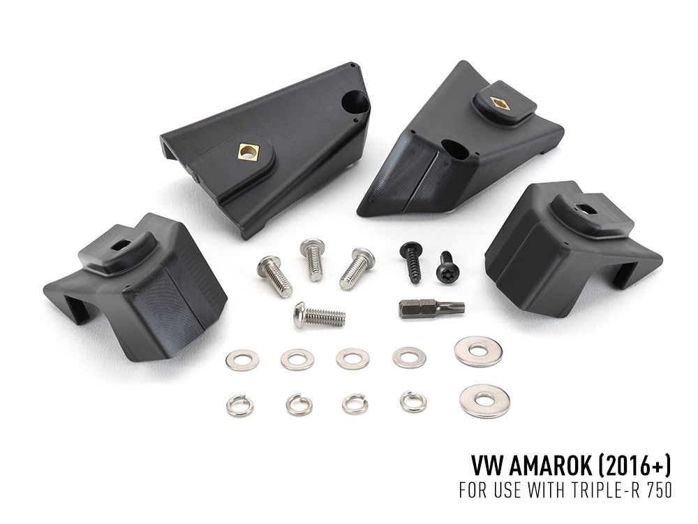 Set of black mechanical components and screws on a white background with 'VW Amarok (2016+) for use with Triple-R 750' text.