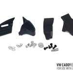 Black car parts and screws on a white background with 'VW Caddy (2015+)' text.