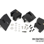 Set of black mechanical components and hardware on a white background with 'VW Crafter (2017+)' text.