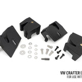 Set of black mechanical components and hardware on a white background with 'VW Crafter (2017+)' text.