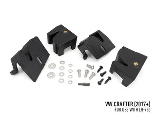 Set of black mechanical components and hardware on a white background with 'VW Crafter (2017+)' text.