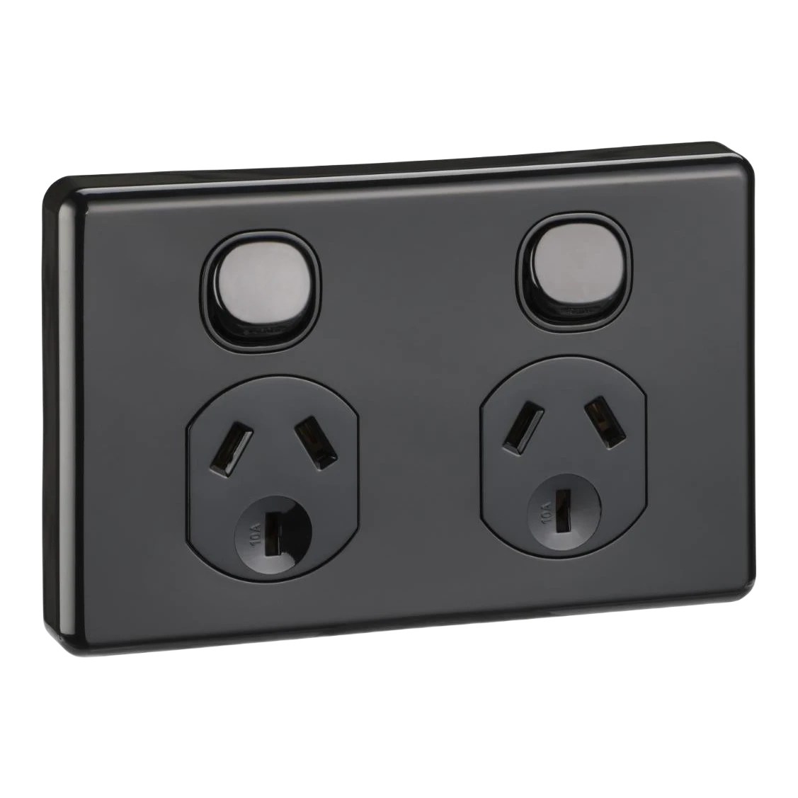 GPO Standard 2G Horiz 10A 250V 2 Pole Black (Twin Gpo)