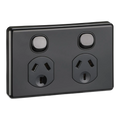 GPO Standard 2G Horiz 10A 250V 2 Pole Black (Twin Gpo)