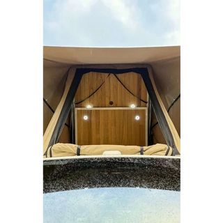 Headspace Roof Conversion HiAce with wooden ceiling and lights