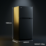 Bushman DC190L-X dimensions diagram showing 1380mm high, 600mm wide and 595mm deep, with a weight of 53kg