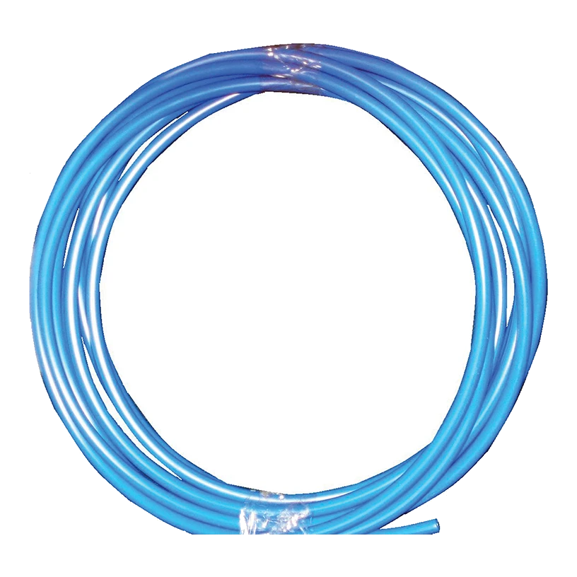 Coiled blue tube on a white background