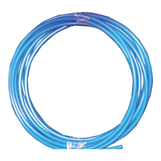 Coiled blue tube on a white background