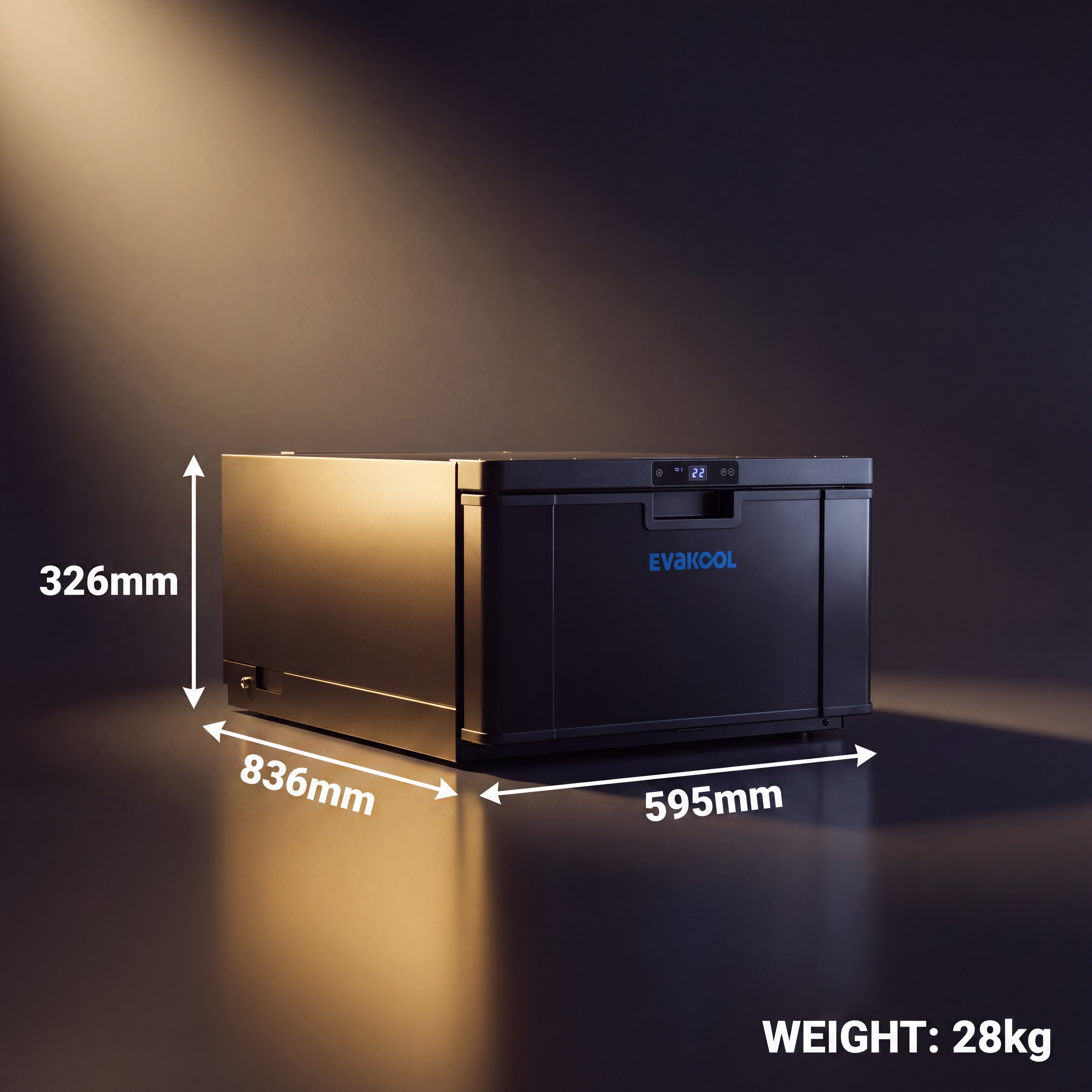 EvaKool 40L Platinum Drawer Fridge Freezer 12V/24V - dimensions (DC40-DRW-AU)