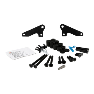 Roof mounting kit with roof rails and screws on a white background