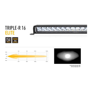 Triple-R 16 Elite LED light bar with specifications on a white background