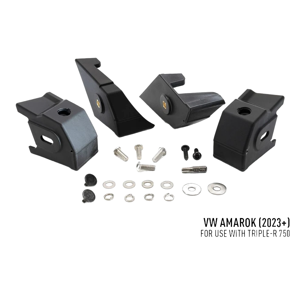 Lazer Lamps VW Amarok 2023+ Grille Kit – set of black mechanical components with hardware on a white background, labeled for VW Amarok (2023+).