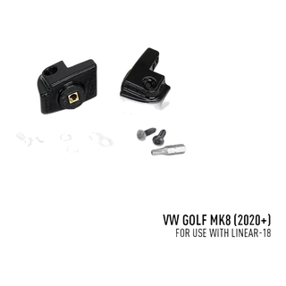Black mechanical components with screws, labelled for VW Golf MK8.