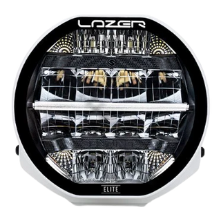 A black 7-inch Lazerlamps Sentinel LED driving light with a clear polycarbonate lens, designed for vehicles or tight mounting setups, featuring advanced LED technology.