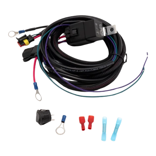 Car wiring harness kit with connectors on a white background