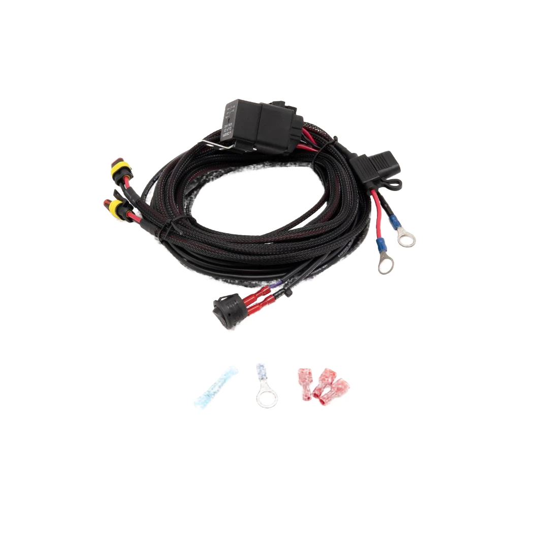 Car wiring harness kit with connectors on a white background